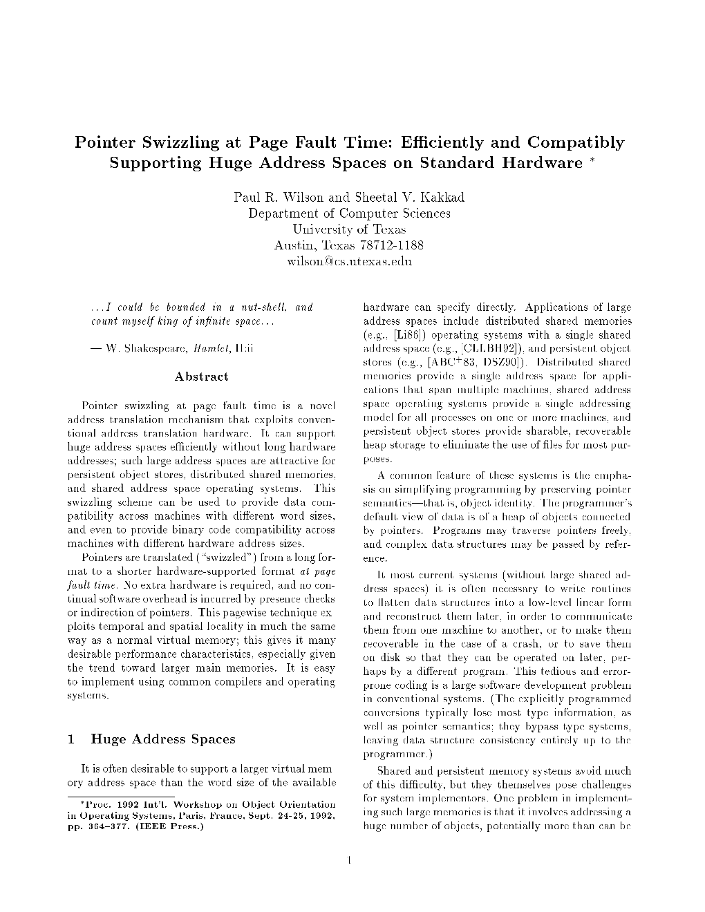 Pointer Swizzling at Page Fault Time� E�Ciently and Compatibly