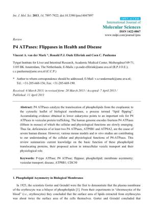 P4 Atpases: Flippases in Health and Disease