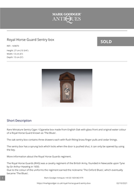 Royal Horse Guard Sentry Box SOLD REF:- 169870