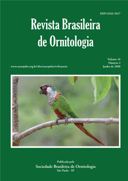 Sociedade Brasileira De Ornitologia São Paulo - SP Revista Brasileira De Ornitologia