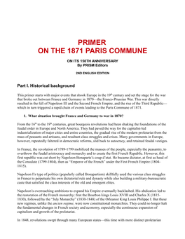Primer on the 1871 Paris Commune