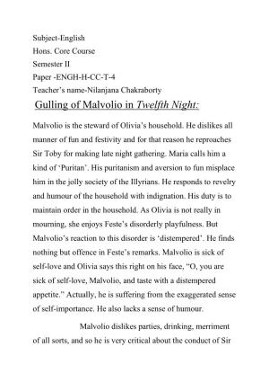 Gulling of Malvolio in Twelfth Night