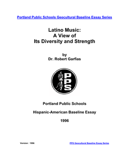 Latino Music: a View of Its Diversity and Strength