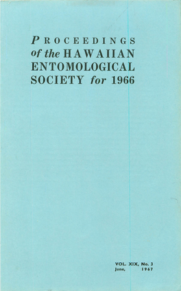 Of the HAWAIIAN ENTOMOLOGICAL SOCIETY for 1966