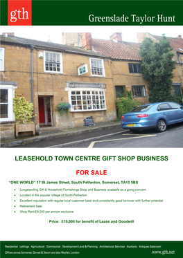 Leasehold Town Centre Gift Shop Business for Sale