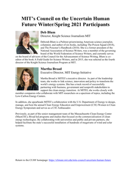 Winter/Spring 2021 Participants
