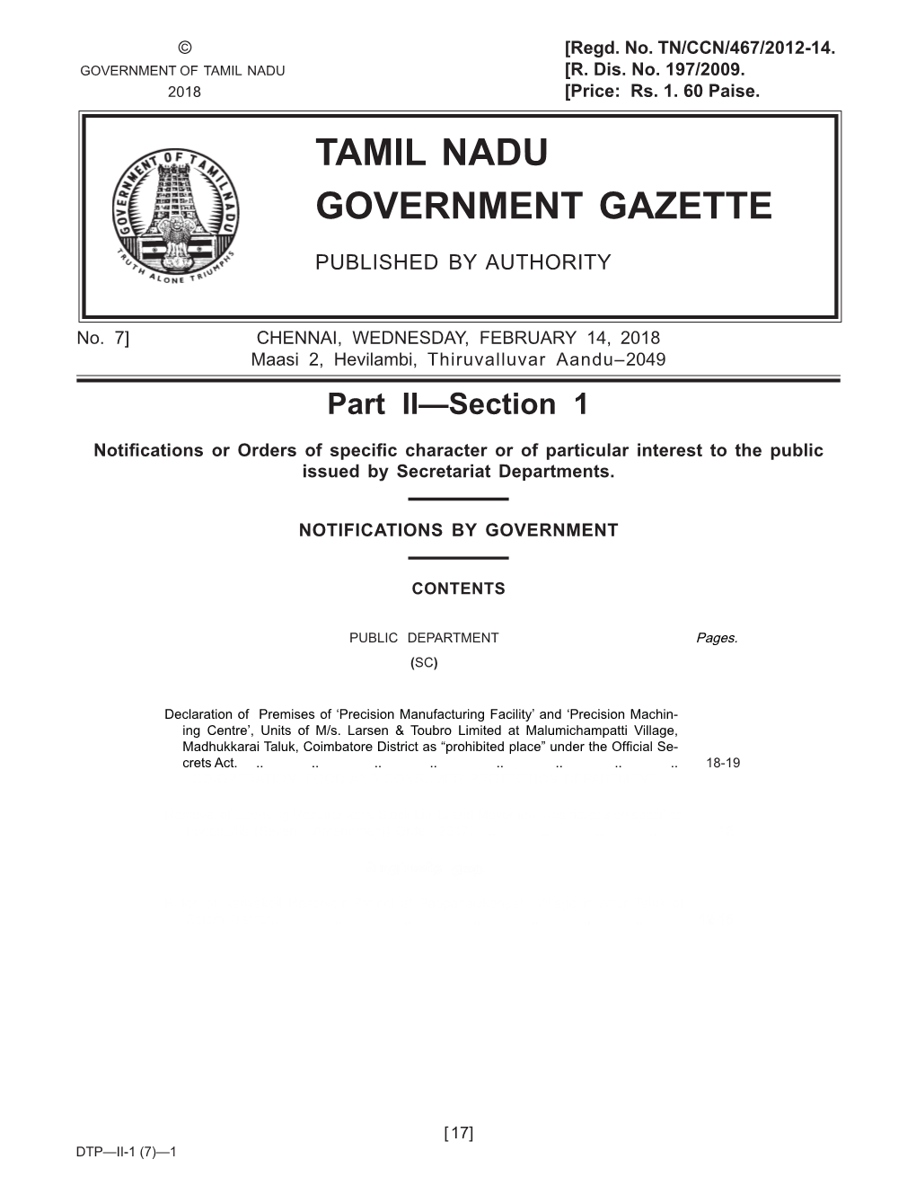 Tamil Nadu Government Gazette