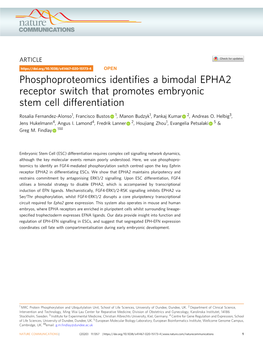 Phosphoproteomics Identifies a Bimodal EPHA2