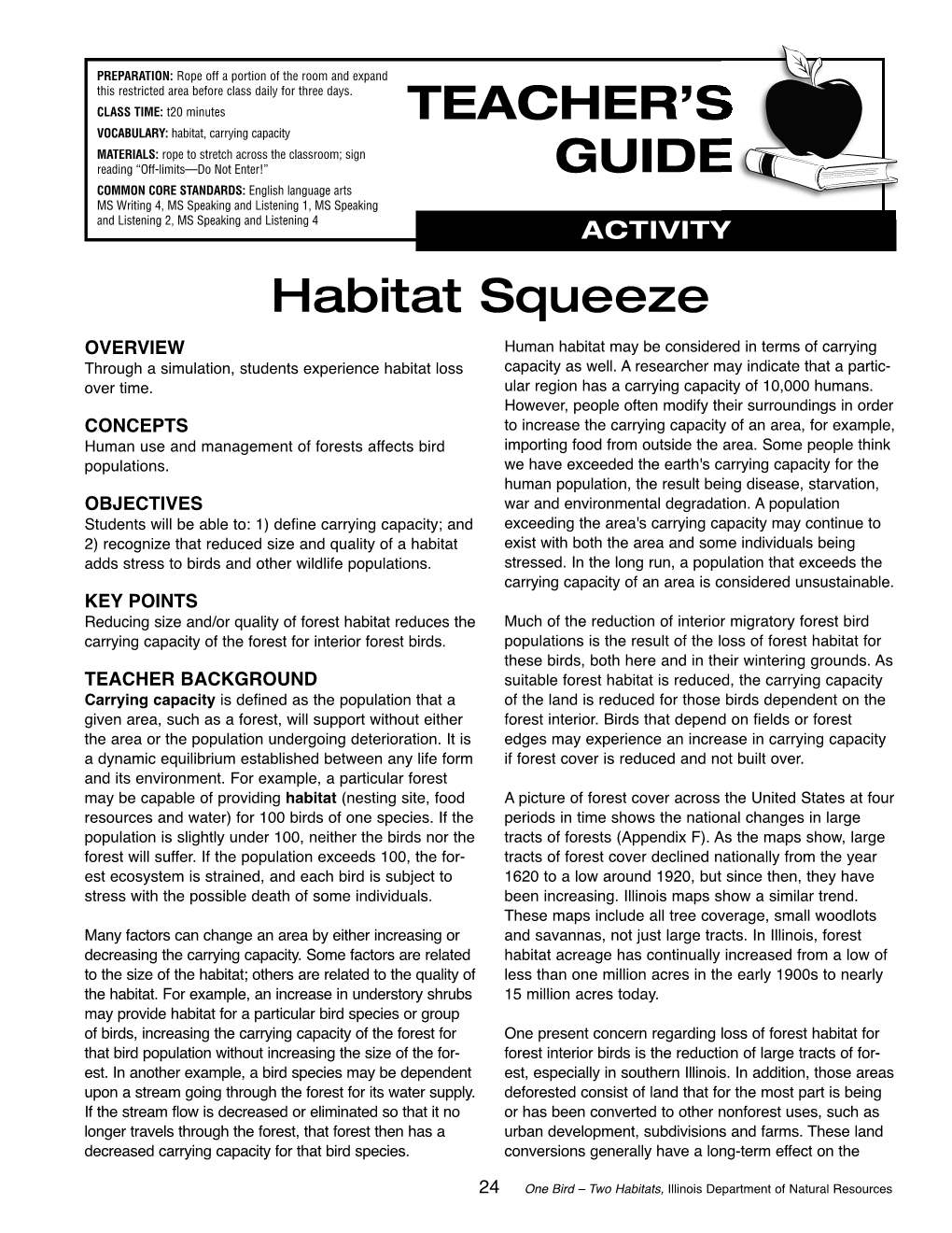 TEACHER's GUIDE Habitat Squeeze