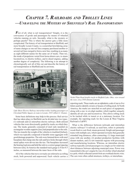 Chapter 7. Railroads and Trolley Lines —Unraveling the Mystery of Sheffield’S Rail Transportation