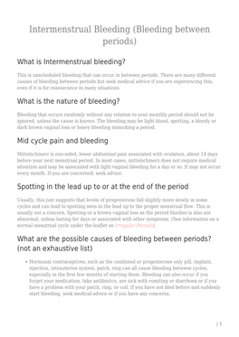 Intermenstrual Bleeding (Bleeding Between Periods)