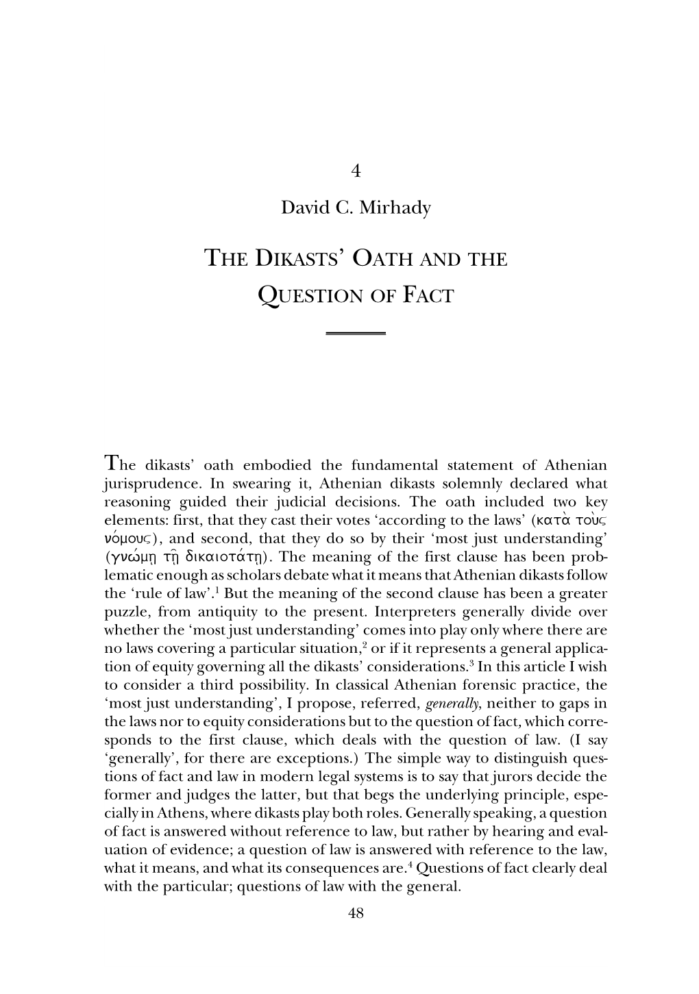 The Dikasts' Oath and the Question of Fact
