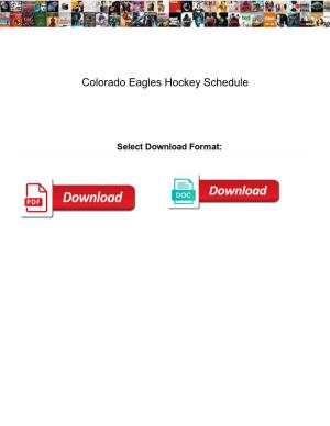 Colorado Eagles Hockey Schedule