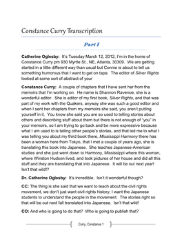 Constance Curry, Oral History Interview, 2012