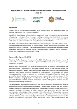 Department of Defence - Defence Forces - Equipment Development Plan 2020-24