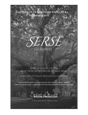 Serse (Xerxes) an Opera Seria in Three Acts (1738) by Georg Friedrich Händel (1685-1759) Libretto After Niccolò Minato and Silvio Stampiglia