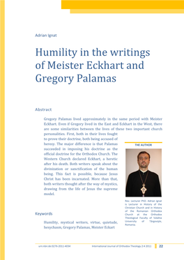 Humility in the Writings of Meister Eckhart and Gregory Palamas