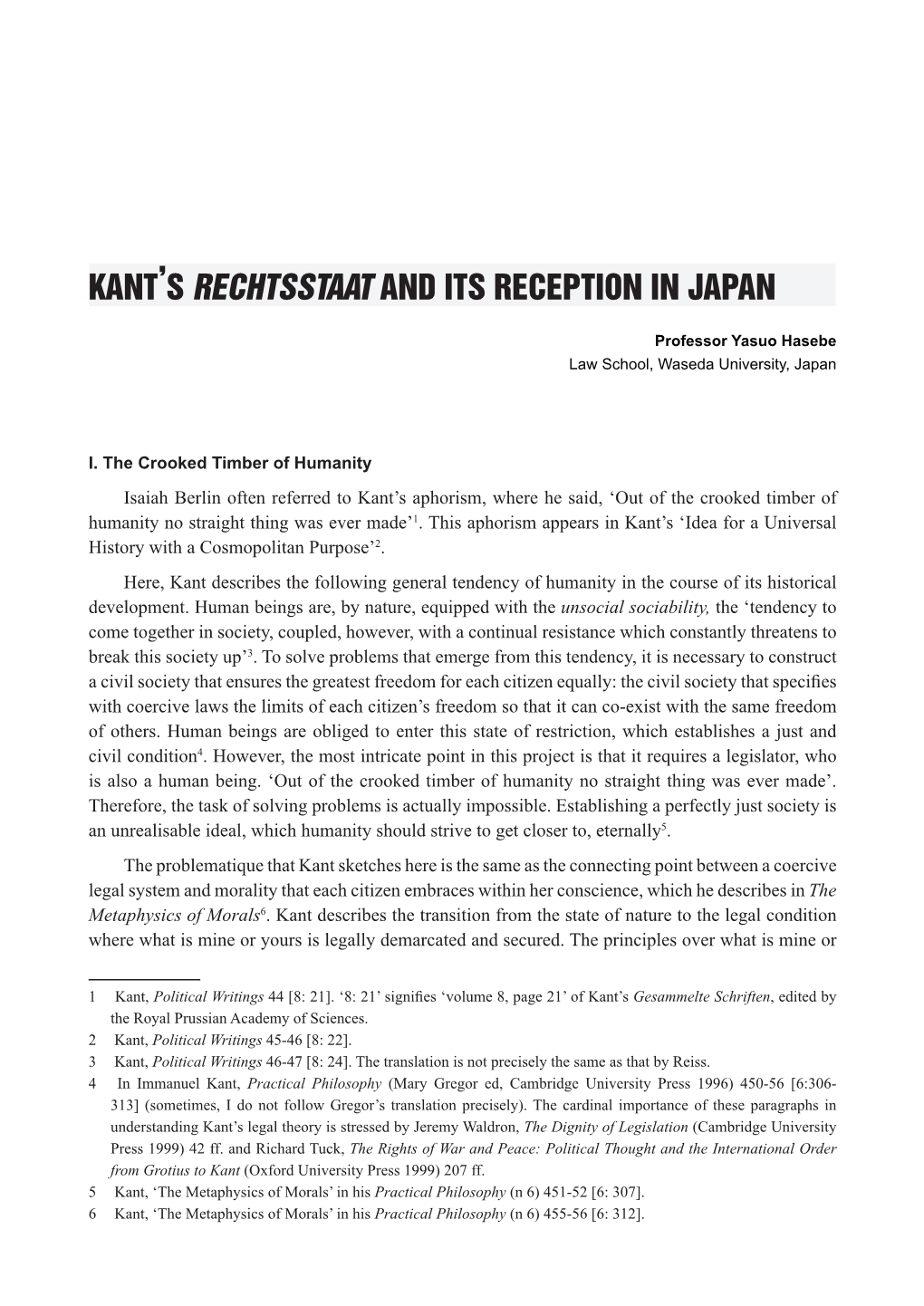 Kant's Rechtsstaat and Its Reception in Japan