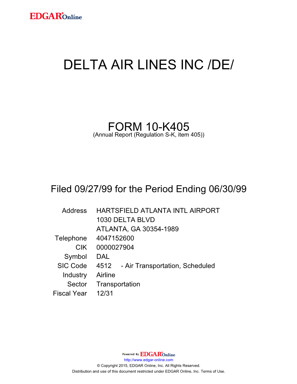 Delta Air Lines Inc /De