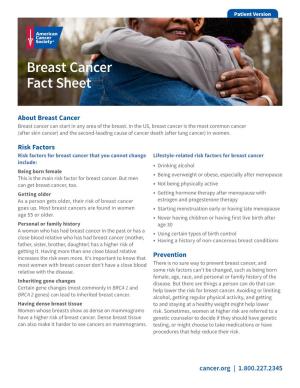 State of Science Breast Cancer Fact Sheet