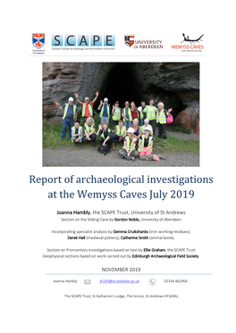 Report of Archaeological Investigations at the Wemyss Caves July 2019