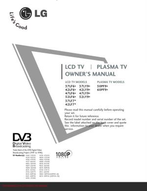LG 37LY95 Tv User Guide Manual Operating Instructions