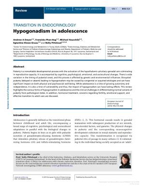 Hypogonadism in Adolescence 173:1 R15–R24 Review
