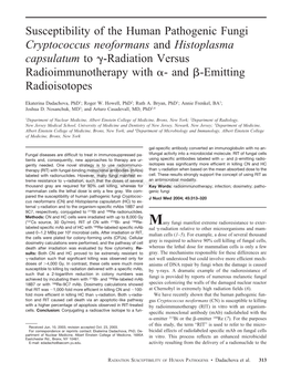 Cryptococcus Neoformans and Histoplasma Capsulatum to ␥-Radiation Versus Radioimmunotherapy with ␣- and ␤-Emitting Radioisotopes