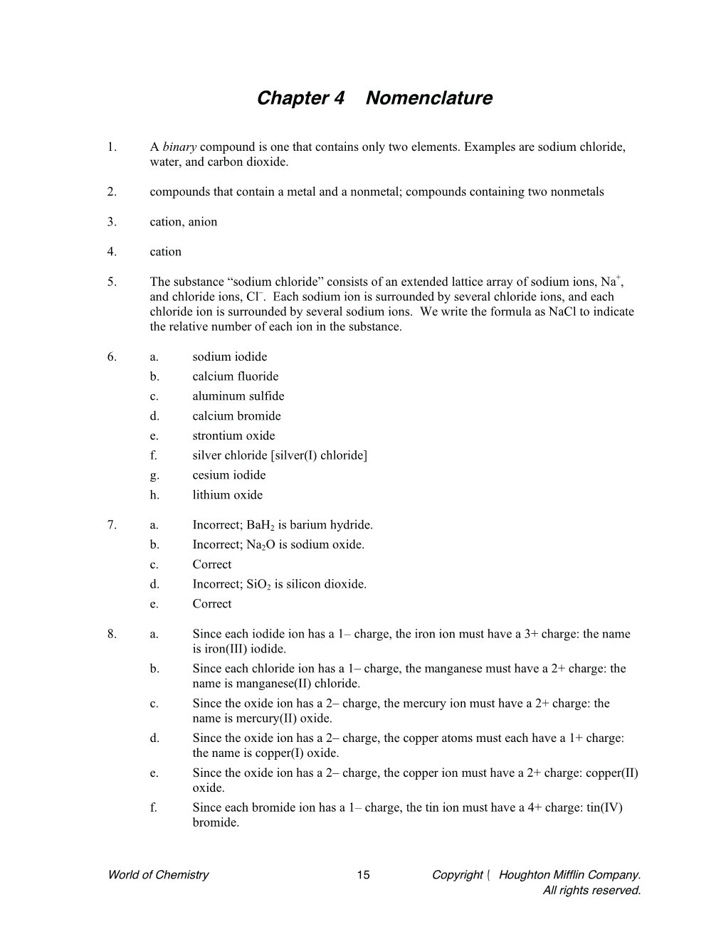 Chapter 4 Nomenclature