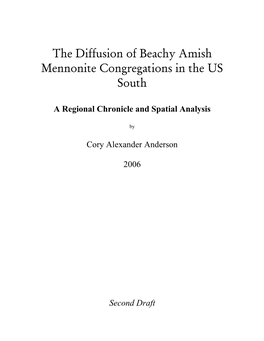 The Diffusion of Beachy Amish Mennonite Congregations in the US South