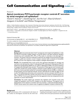 Apical Membrane P2Y4 Purinergic Receptor Controls K+ Secretion By