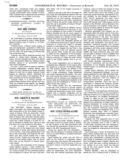 CONGRESSIONAL RECORD— Extensions of Remarks E1398 HON
