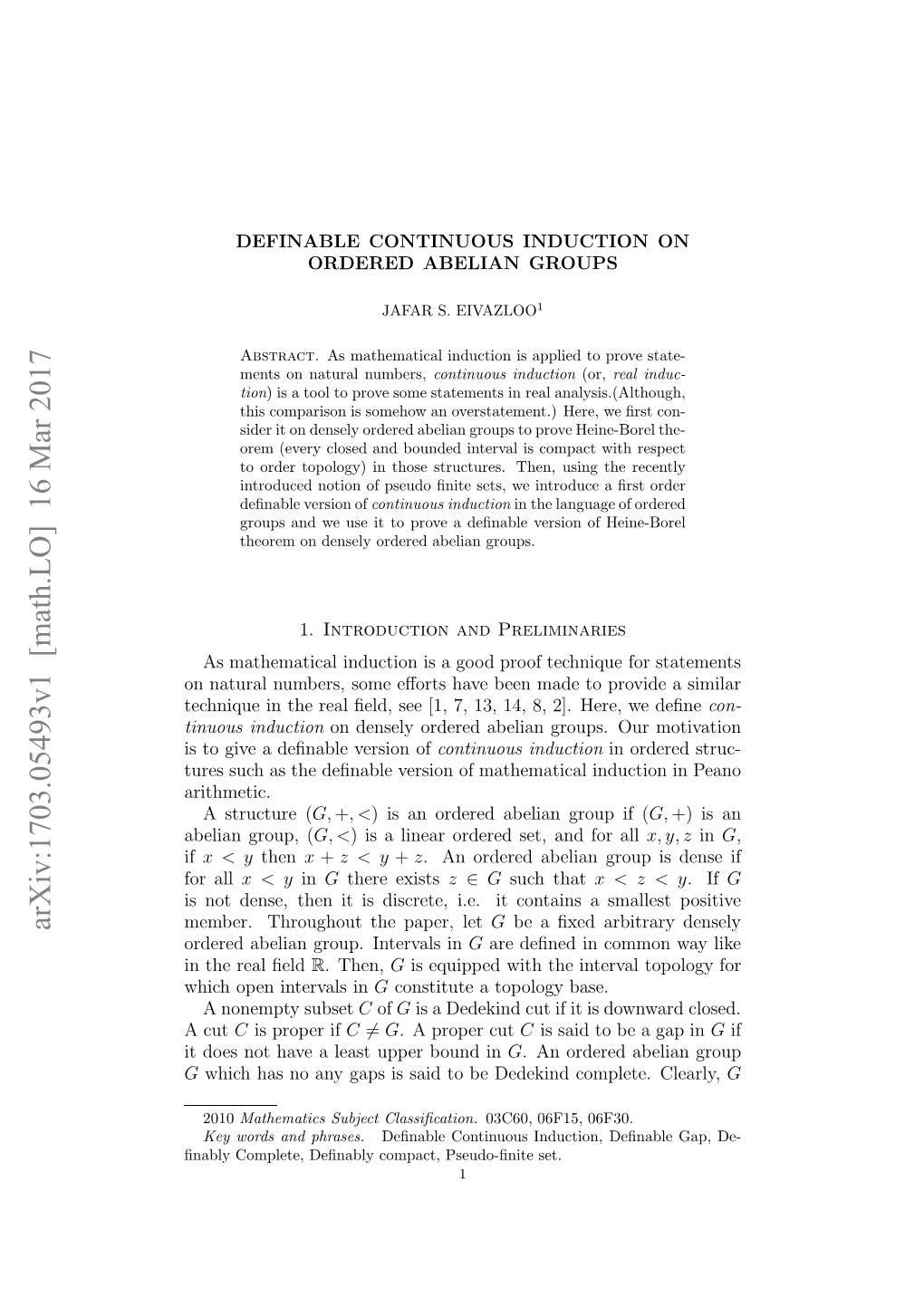 Definable Continuous Induction on Ordered Abelian Groups 3