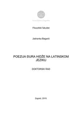 Poezija Đura Hidže Na Latinskom Jeziku