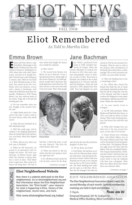 Eliot Remembered As Told to Martha Gies