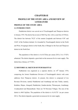 Chapter-Ii Profile of the Study Area and Review of Literature