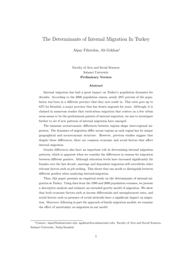 The Determinants of Internal Migration in Turkey