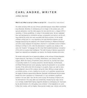 Carl Andre, Writer
