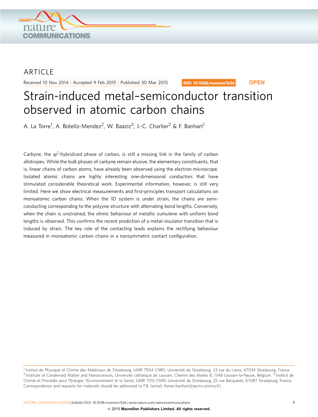 Semiconductor Transition Observed in Atomic Carbon Chains