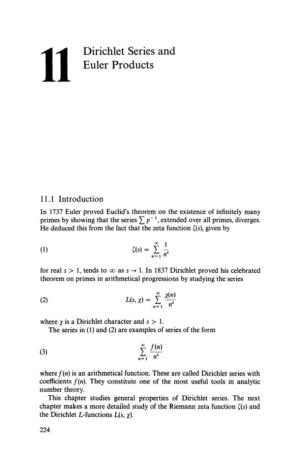 11 Dirichlet Series and Euler Products