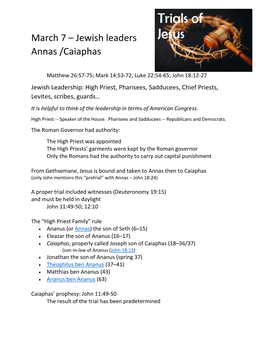 Jewish Leaders Annas /Caiaphas