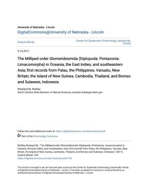 The Milliped Order Glomeridesmida (Diplopoda: Pentazonia: Limacomorpha) in Oceania, the East Indies, and Southeastern Asia; Firs
