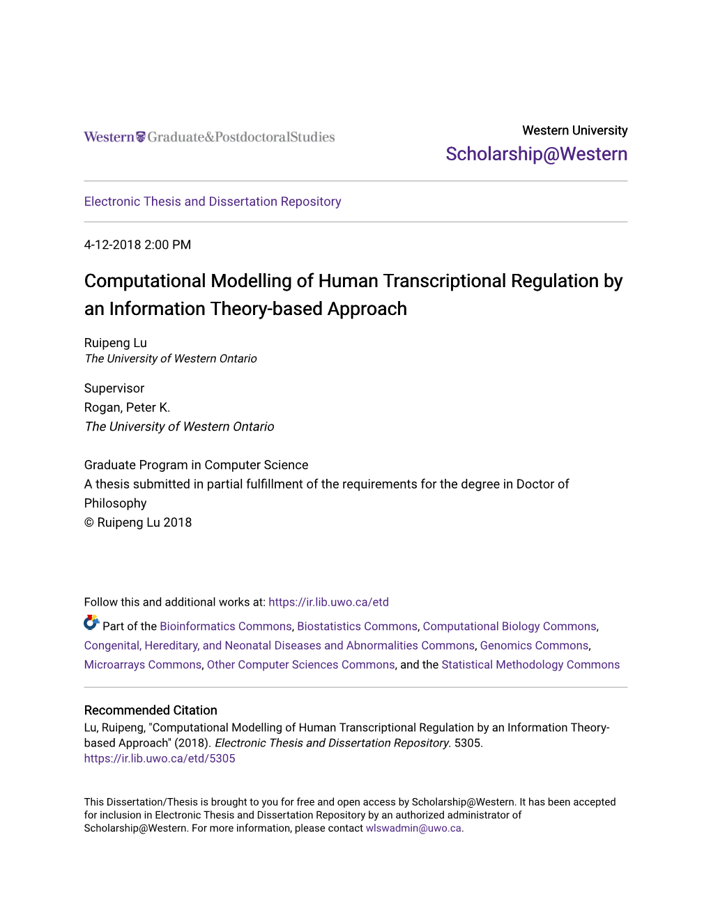Computational Modelling of Human Transcriptional Regulation by an Information Theory-Based Approach