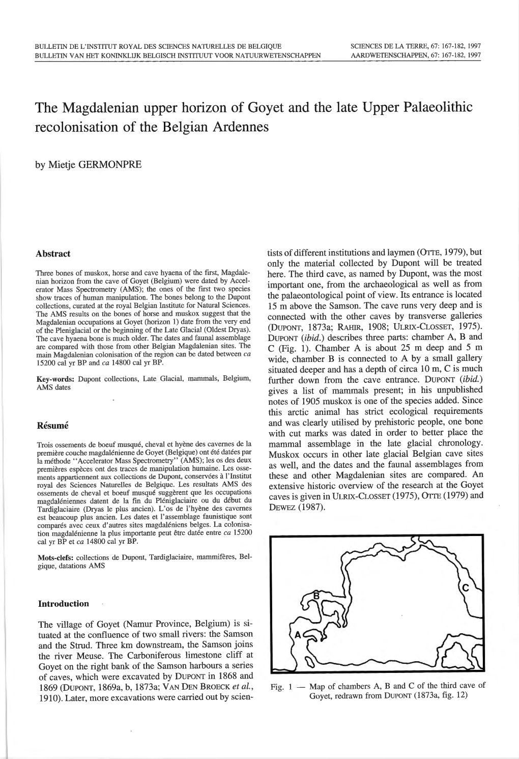 Palaeolithic Recolonisation of the Belgian Ardennes by Mietje GERMONPRE