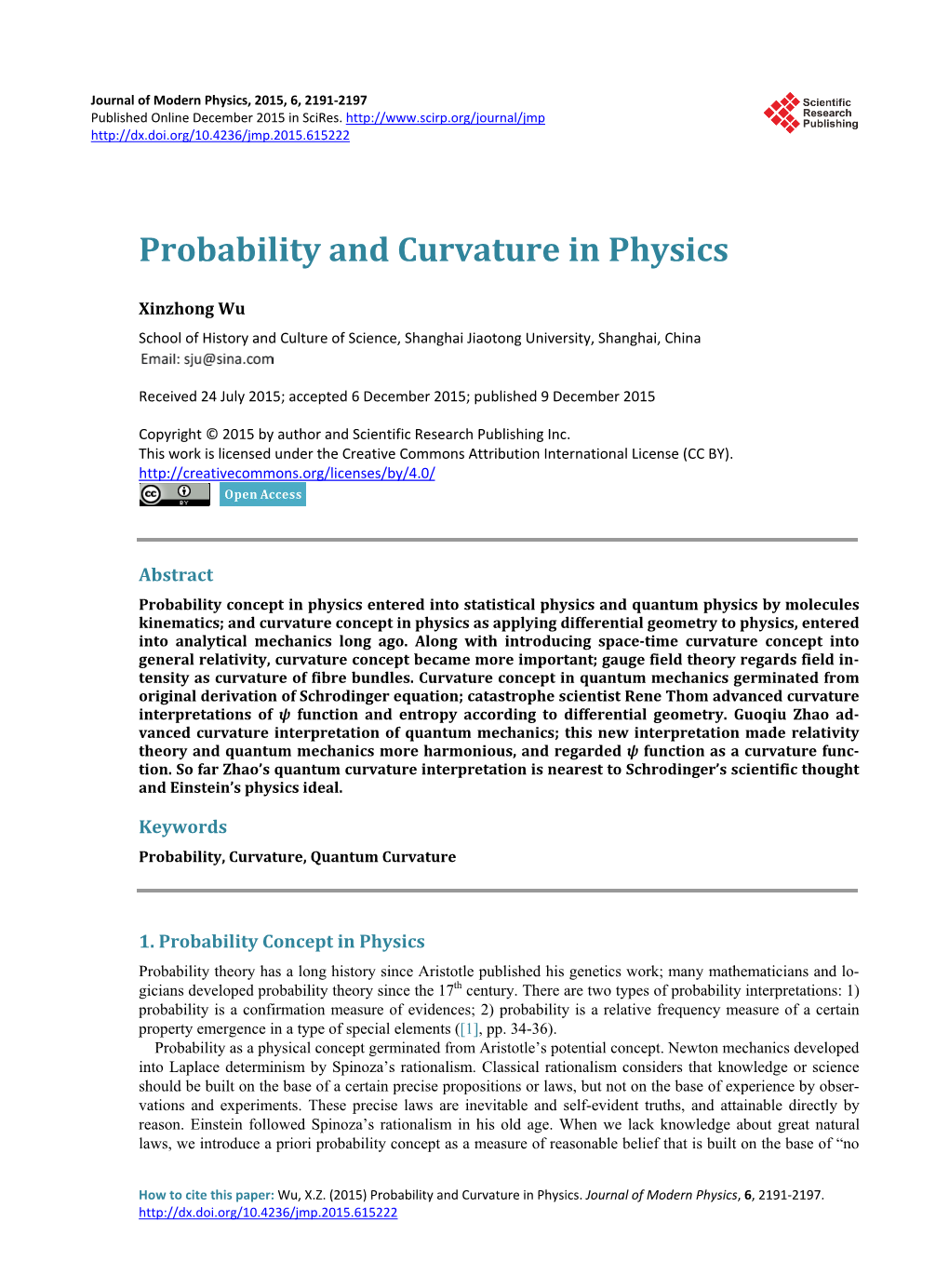 Probability and Curvature in Physics