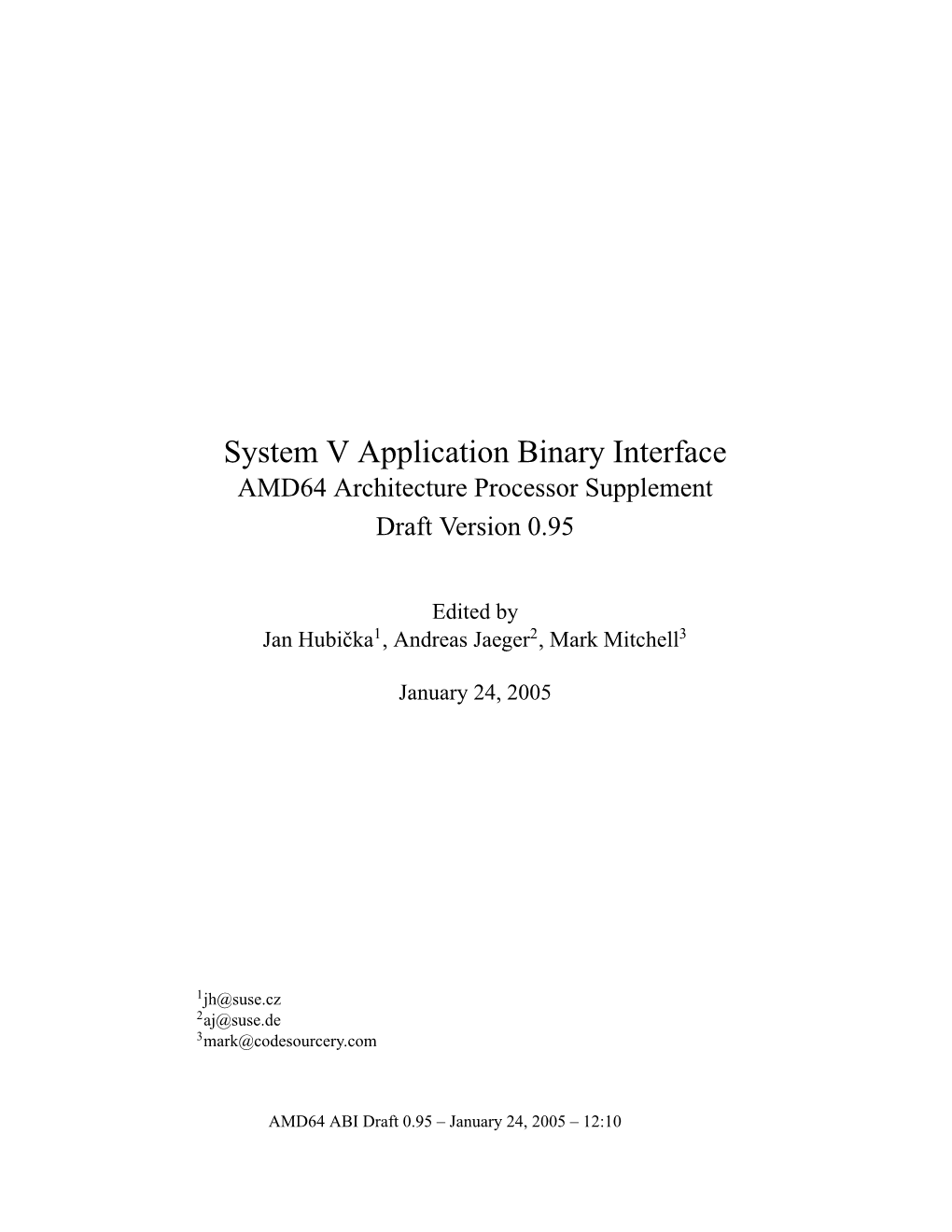 System V Application Binary Interface X86-64