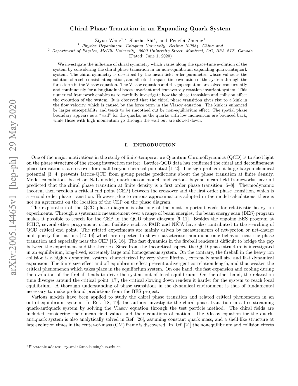 Arxiv:2005.14465V1 [Hep-Ph] 29 May 2020 the Evolution of the ﬁreball Tends to Drive the System out of Local Equilibrium