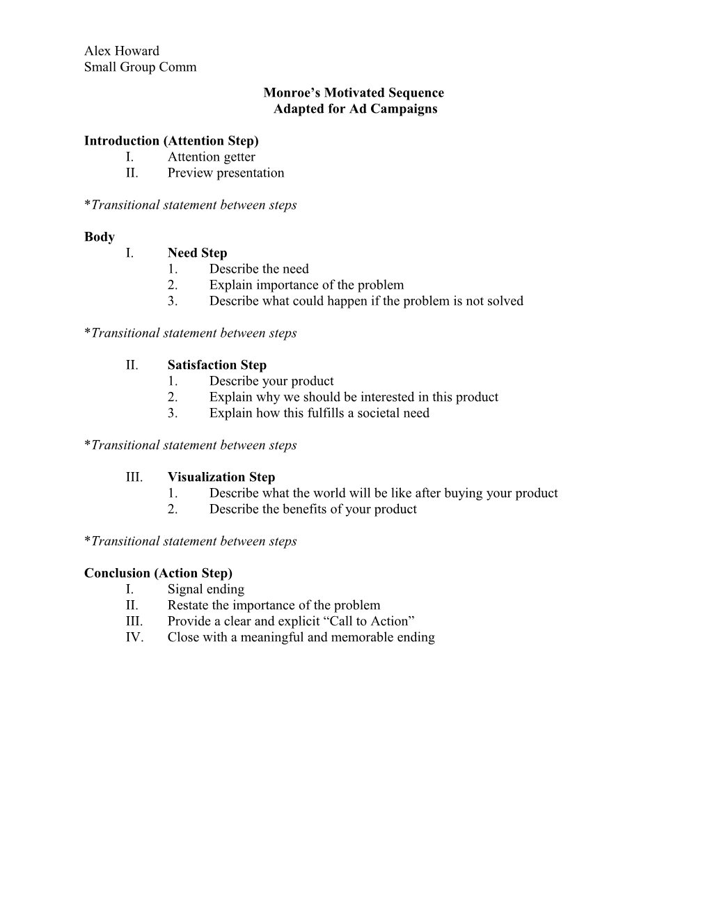 Monroe S Motivated Sequence Outline Format s1