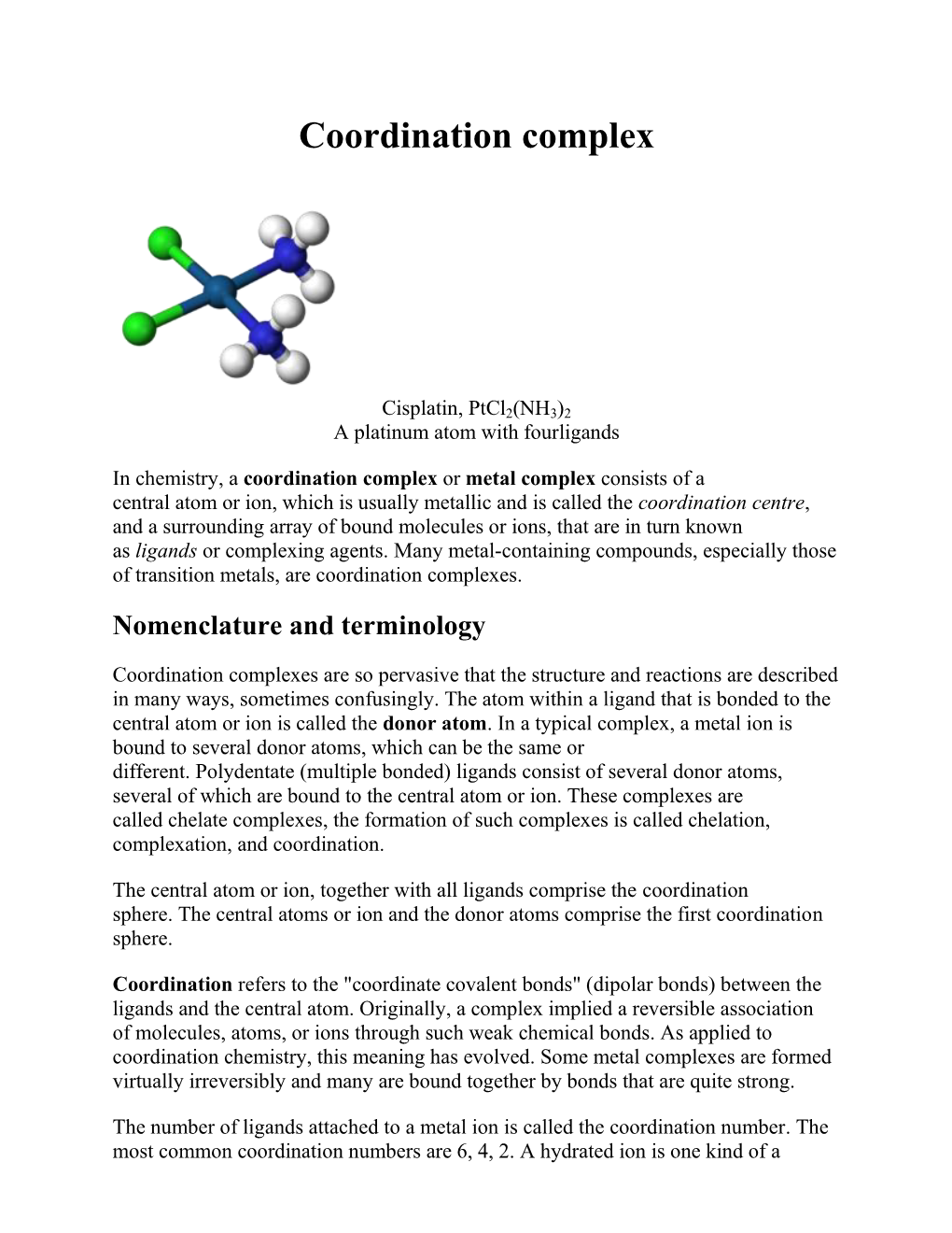 Coordination Complex