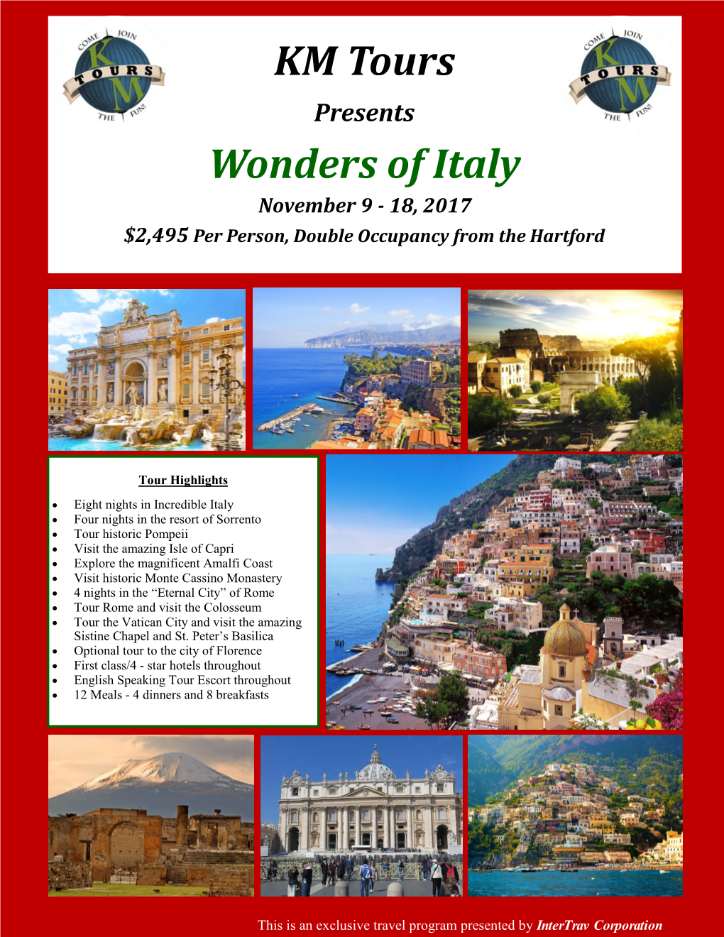 KM Tours Wonders of Italy